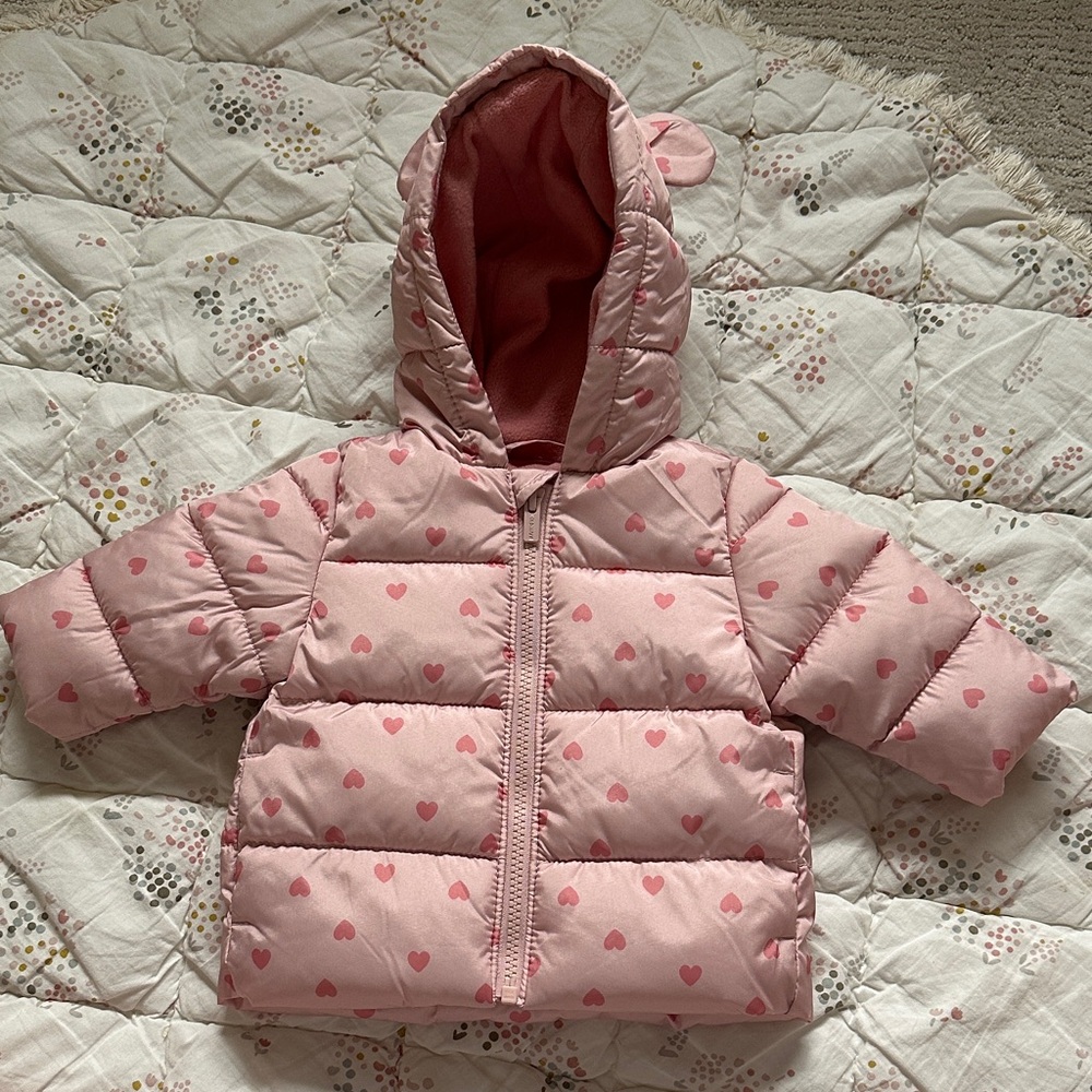 Old Navy Pink Heart Puffer Jacket